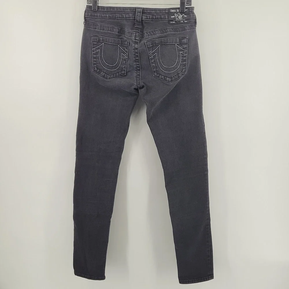 True Religion Stella Low Rise Skinny Jeans 30 Black Faded Denim Womens - Picture 8 of 8
